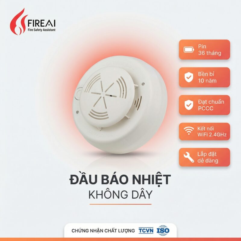 Đầu Báo Nhiệt Không Dây Địa Chỉ FireAI WAH‑01