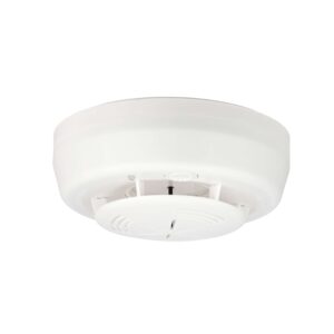 Đầu báo khói không dây FireAI FWS‑01, màu đỏ cam trắng, kết nối Zigbee với tủ trung tâm và thiết bị báo cháy khác