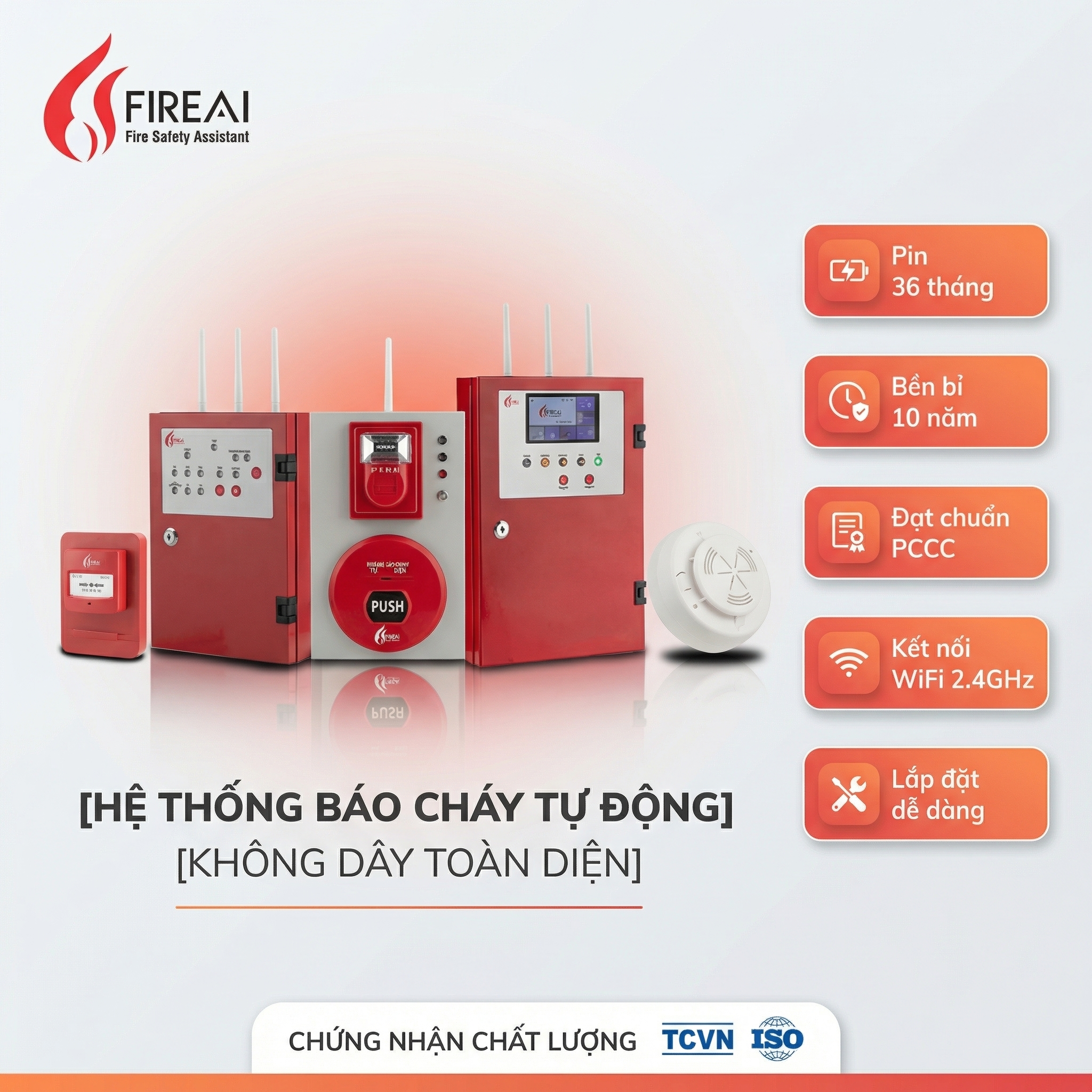 Hệ Thống Báo Cháy Tự Động Không Dây Địa Chỉ FireAI