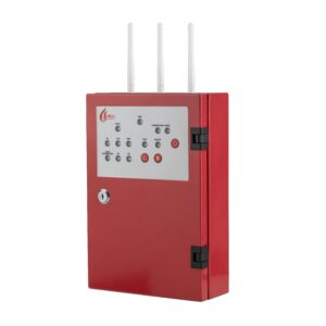 Tủ trung tâm báo cháy không dây FireAI FWT‑01, màu đỏ cam trắng, kết nối 50 thiết bị con qua mạng Zigbee