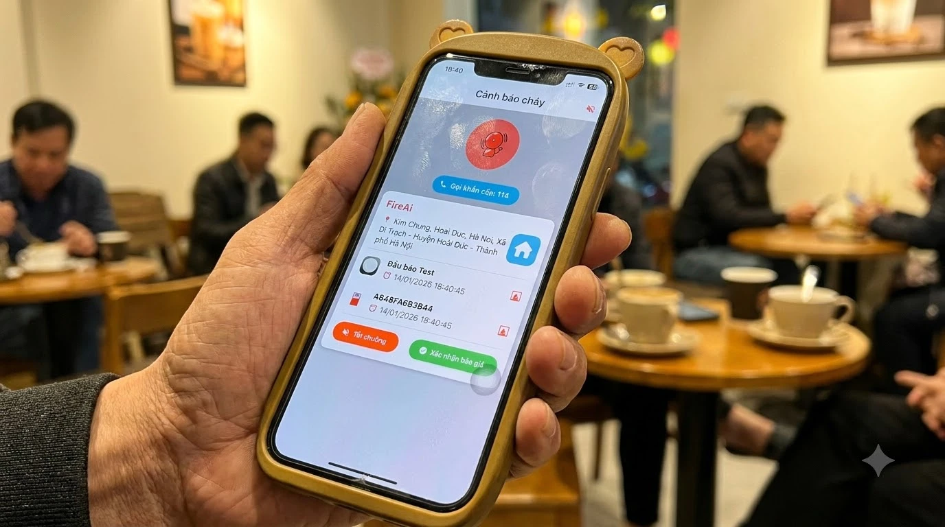 App quản lý báo cháy không dây FireAI trên điện thoại