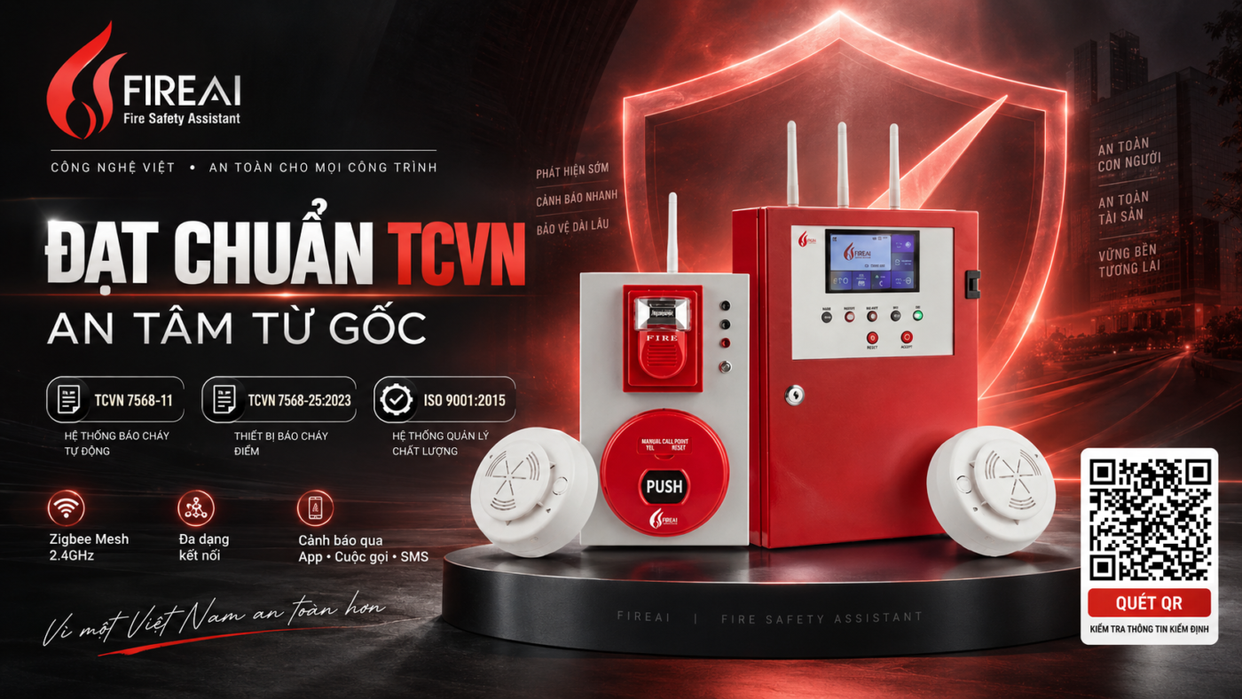 Hệ thống báo cháy không dây FireAI đạt chuẩn TCVN